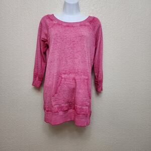 Cato Active Pink Heathered Raglan 3/4 Sleeves Sweatshirt XS Kangaroo Pocket Soft